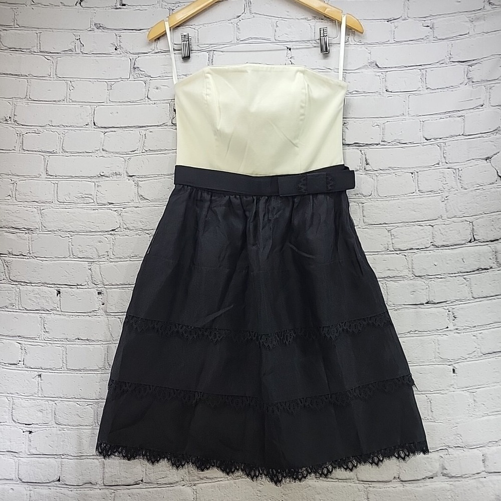 White House Black Market Dress Womens Sz 4 Cocktail Evening Black Cream